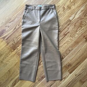 Aritzia Babaton Command Cropped Mid-rise Vegan Leather Tan Trousers‎ Size 4
